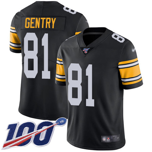 Men Pittsburgh Steelers Football 81 Limited Black Zach Gentry Alternate 100th Season Vapor Untouchable Nike NFL Jersey